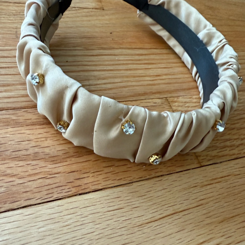 Elegant Cream Headband with Crystal Accents